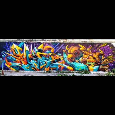 Colorful Stylewriting by Rudi, Rudiart and Mauy. This Graffiti is located in Chiang Mai, Thailand and was created in 2020. This Graffiti can be described as Stylewriting, 3D, Futuristic and Characters.