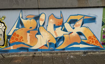 Orange and Blue Stylewriting by ZICK and PMZ CREW. This Graffiti is located in Bremen, Germany and was created in 2023. This Graffiti can be described as Stylewriting and Wall of Fame.
