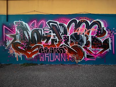 Black and Red and Violet Stylewriting by Mulog and RFD. This Graffiti is located in Lisboa, Portugal and was created in 2022.