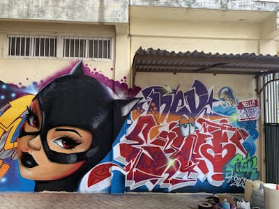 Colorful and Red and Black Stylewriting by Eno_onf and DEV. This Graffiti is located in Jambi, Indonesia and was created in 2023. This Graffiti can be described as Stylewriting and Characters.