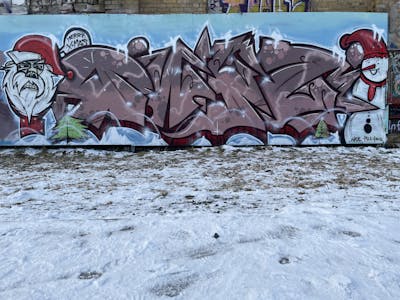 Brown and Light Blue and Colorful Stylewriting by Twis. This Graffiti is located in Leipzig, Germany and was created in 2023. This Graffiti can be described as Stylewriting, Characters and Wall of Fame.