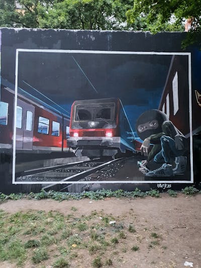 Grey and Red and Blue Characters by Erwtje. This Graffiti is located in Hannover, Germany and was created in 2022. This Graffiti can be described as Characters and Streetart.