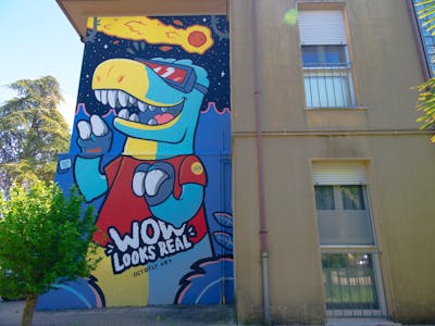 Colorful Characters by Octofly Art. This Graffiti is located in Portomaggiore, Italy and was created in 2021. This Graffiti can be described as Characters, Handstyles and Murals.