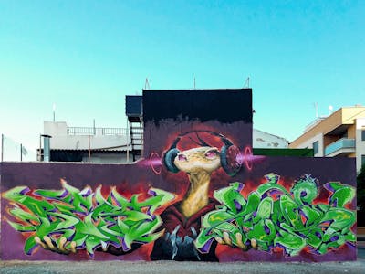Green Stylewriting by Best, YEKO and Nels. This Graffiti is located in Murcia, Spain and was created in 2020. This Graffiti can be described as Stylewriting and Characters.