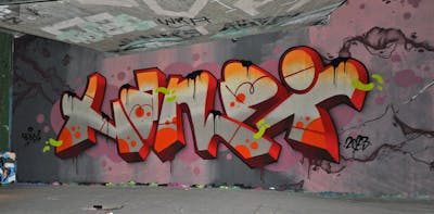 Red and Grey and Coralle Stylewriting by HAMPI. This Graffiti is located in bochum, Germany and was created in 2023.