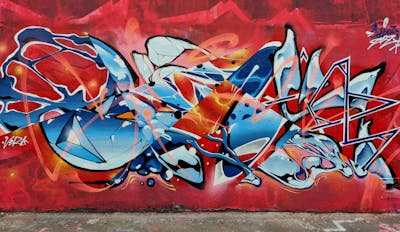 Red and Light Blue Stylewriting by SIDOK. This Graffiti is located in London, United Kingdom and was created in 2022.
