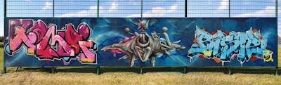 Blue and Colorful Stylewriting by HAMPI, VINS and BISTE. This Graffiti is located in MÜNSTER, Germany and was created in 2020. This Graffiti can be described as Stylewriting, Characters and Wall of Fame.