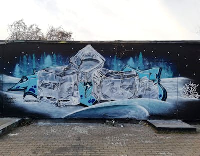 Light Blue and White and Black Stylewriting by Chr15. This Graffiti is located in Leipzig, Germany and was created in 2022. This Graffiti can be described as Stylewriting, Characters and Wall of Fame.