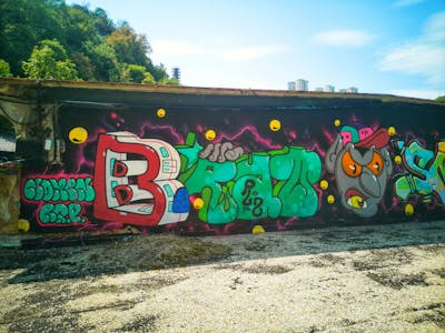 Colorful Stylewriting by BDBU, PLZ and Brat. This Graffiti is located in Rijeka, Croatia and was created in 2022. This Graffiti can be described as Stylewriting and Characters.