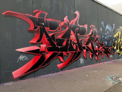 Red and Black Stylewriting by Pork. This Graffiti is located in Berlin, Germany and was created in 2018. This Graffiti can be described as Stylewriting and Wall of Fame.