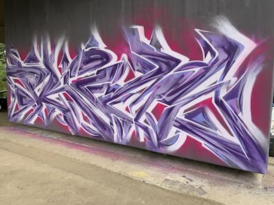 Violet and White Stylewriting by Prime. This Graffiti is located in Halle/Saale, Germany and was created in 2022. This Graffiti can be described as Stylewriting and Wall of Fame.