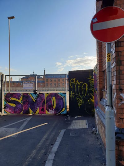 Colorful Stylewriting by smo__crew. This Graffiti is located in Leicester, United Kingdom and was created in 2019. This Graffiti can be described as Stylewriting and Street Bombing.