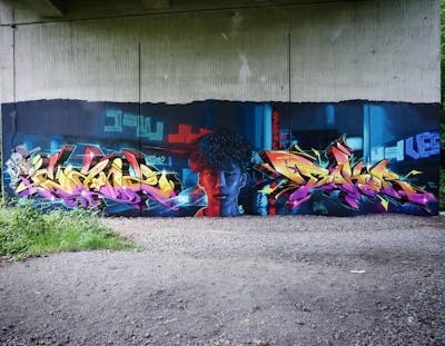 Colorful and Yellow Stylewriting by Mister Oreo, Baker and Cantwo. This Graffiti is located in Dinslaken, Germany and was created in 2023. This Graffiti can be described as Stylewriting, Characters and Murals.