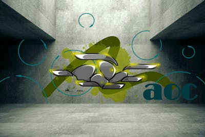 Grey and Green and Cyan Digital Works by Modi. This Graffiti is located in Gera, Germany and was created in 2022.