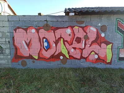 Coralle and Red Stylewriting by Motel. This Graffiti is located in Hungary and was created in 2023.