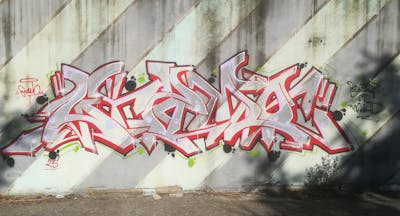 Red Stylewriting by Gizmo. This Graffiti is located in Thessaloniki, Greece and was created in 2023. This Graffiti can be described as Stylewriting and Street Bombing.