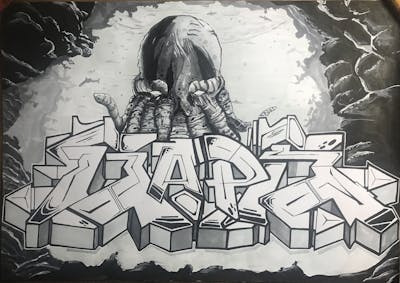 Black and White Blackbook by Gaps. This Graffiti is located in Leipzig, Germany and was created in 2023.