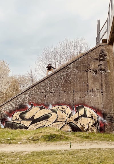 Gold Stylewriting by Soker. This Graffiti is located in OSIJEK, Croatia and was created in 2021. This Graffiti can be described as Stylewriting and Abandoned.