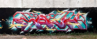 Colorful Stylewriting by MONK. This Graffiti is located in LISBON, Portugal and was created in 2021. This Graffiti can be described as Stylewriting, Futuristic and Wall of Fame.