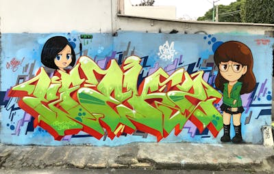 Light Green and Colorful Stylewriting by Efekz. This Graffiti is located in Mexico city, Mexico and was created in 2021. This Graffiti can be described as Stylewriting and Characters.