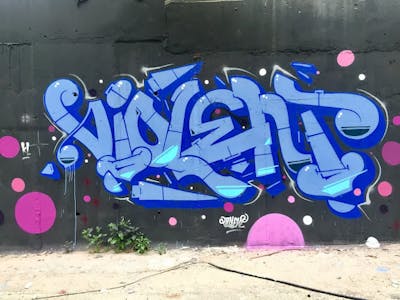 Light Blue and Blue Stylewriting by Violent. This Graffiti is located in Kuala Lumpur, Malaysia and was created in 2019.