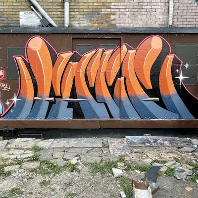 Orange and Light Blue Stylewriting by Fate.01. This Graffiti is located in London, United Kingdom and was created in 2022.