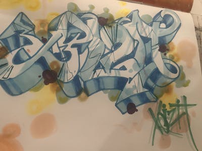 Light Blue Blackbook by XQIZIT. This Graffiti is located in Jamaica Queens, United States and was created in 2023. This Graffiti can be described as Blackbook.