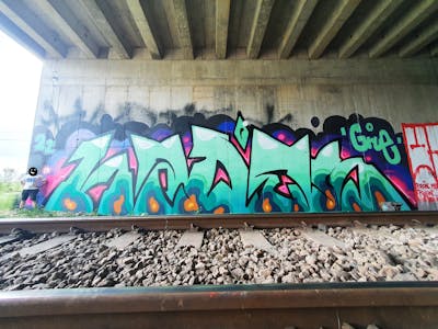 Cyan and Colorful Stylewriting by Hades. This Graffiti is located in Sarajevo, Bosnia and Herzegovina and was created in 2022. This Graffiti can be described as Stylewriting and Line Bombing.