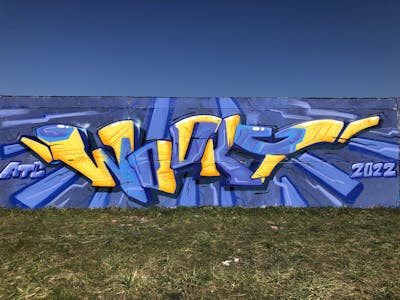 Yellow and Light Blue Stylewriting by WOOKY. This Graffiti is located in Halle/Saale, Germany and was created in 2022.