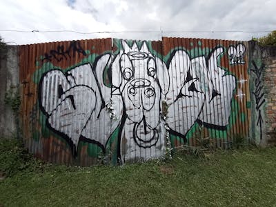 Chrome Stylewriting by SULU. This Graffiti is located in Popayán, Colombia and was created in 2022. This Graffiti can be described as Stylewriting, Characters and Abandoned.