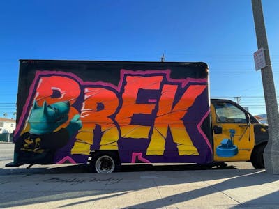 Colorful Stylewriting by BREK. This Graffiti is located in Los Ángeles, United States and was created in 2021. This Graffiti can be described as Stylewriting, Characters and Cars.