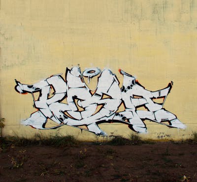 White and Black and Beige Stylewriting by Posa. This Graffiti is located in Delitzsch, Germany and was created in 2016.