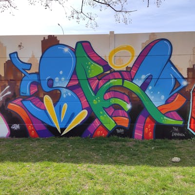 Colorful Stylewriting by NKS. This Graffiti is located in madrid, Spain and was created in 2023.
