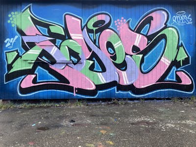 Coralle and Light Green and Violet Stylewriting by Royes. This Graffiti is located in copenhagen, Denmark and was created in 2024.