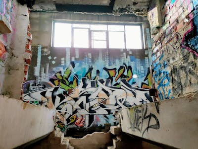 Colorful Stylewriting by KESOM and CF. This Graffiti is located in Berlin, Germany and was created in 2023. This Graffiti can be described as Stylewriting and Abandoned.