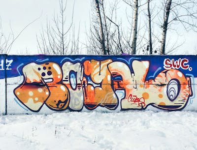 Blue and Orange Stylewriting by Cube Cuba and Royal Cru. This Graffiti is located in Ukraine and was created in 2017.