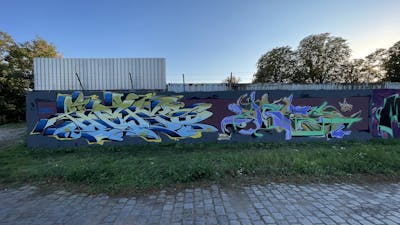 Colorful Stylewriting by Picks and Ores. This Graffiti is located in Hettstedt, Germany and was created in 2023. This Graffiti can be described as Stylewriting and Wall of Fame.