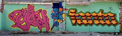 Colorful Stylewriting by Aylin, Cemnoz and Fanta. This Graffiti is located in Munich, Germany and was created in 2019. This Graffiti can be described as Stylewriting, Characters and Abandoned.