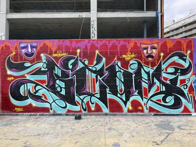 Light Blue and Red and Black Stylewriting by Bcome. This Graffiti is located in Barcelona, Spain and was created in 2023. This Graffiti can be described as Stylewriting and Characters.