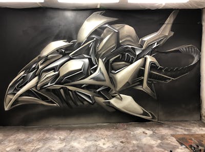 Beige and Grey Stylewriting by Real143 and 143Crew. This Graffiti is located in Karlovy Vary, Czech Republic and was created in 2018. This Graffiti can be described as Stylewriting, 3D and Characters.
