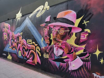 Colorful Stylewriting by REVES ONE. This Graffiti is located in United Kingdom and was created in 2022. This Graffiti can be described as Stylewriting and Characters.