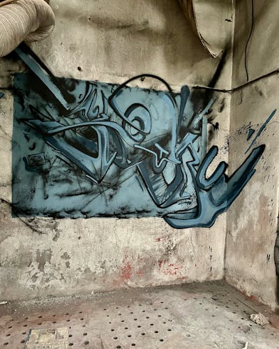 Cyan and Black Stylewriting by Ketru. This Graffiti is located in France and was created in 2023. This Graffiti can be described as Stylewriting and Abandoned.