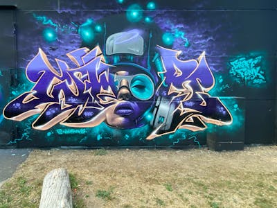 Violet and Cyan and Orange Stylewriting by Graff.Funk, WHYRE and Whyre87. This Graffiti is located in Leipzig, Germany and was created in 2023. This Graffiti can be described as Stylewriting, Characters and Murals.