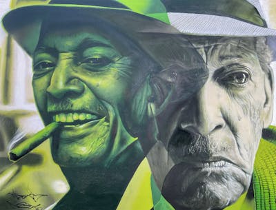 Light Green and Grey Characters by Nexgraff and Nesui. This Graffiti is located in Las Palmas de Gran Canaria, Spain and was created in 2021. This Graffiti can be described as Characters, 3D and Murals.