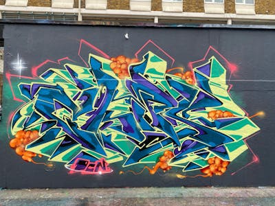 Light Green and Colorful Stylewriting by CDSK and Chips. This Graffiti is located in London, United Kingdom and was created in 2023.