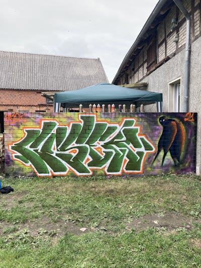 Colorful Stylewriting by Cosek. This Graffiti is located in Salzwedel, Germany and was created in 2021. This Graffiti can be described as Stylewriting and Characters.