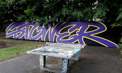 Violet and Yellow and Black Stylewriting by Stoner. This Graffiti is located in Germany and was created in 2018.
