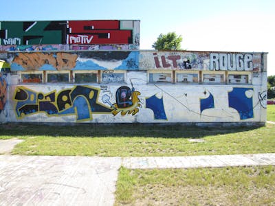 Chrome and Blue Stylewriting by urine, OST, Jolly Fellow and Pizar. This Graffiti is located in Rostock, Germany and was created in 2013. This Graffiti can be described as Stylewriting and Characters.
