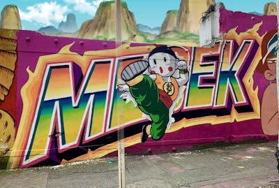 Colorful Stylewriting by Mesek. This Graffiti is located in Cali, Colombia and was created in 2023. This Graffiti can be described as Stylewriting and Characters.