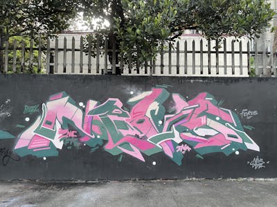 Cyan and Coralle Stylewriting by Nevs. This Graffiti is located in Philippines and was created in 2022. This Graffiti can be described as Stylewriting and Wall of Fame.